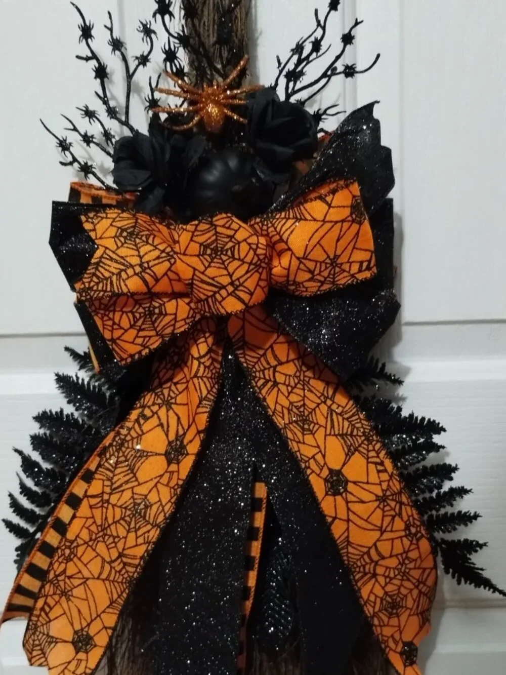 Handmade Halloween Broom Wreath